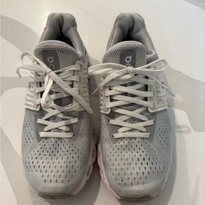 On Running Gray and Cream Sneakers